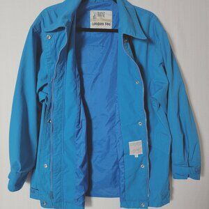 Towne London Fog Jacket Womens Size XL Zip & Snap Closure Bright Blue Y2K
